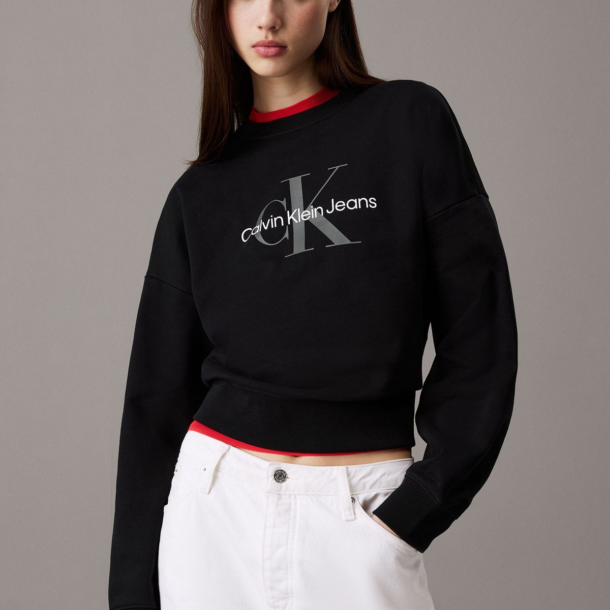 CALVIN KLEIN - Polerón Relaxed con Logo Estampado Negro Calvin Klein