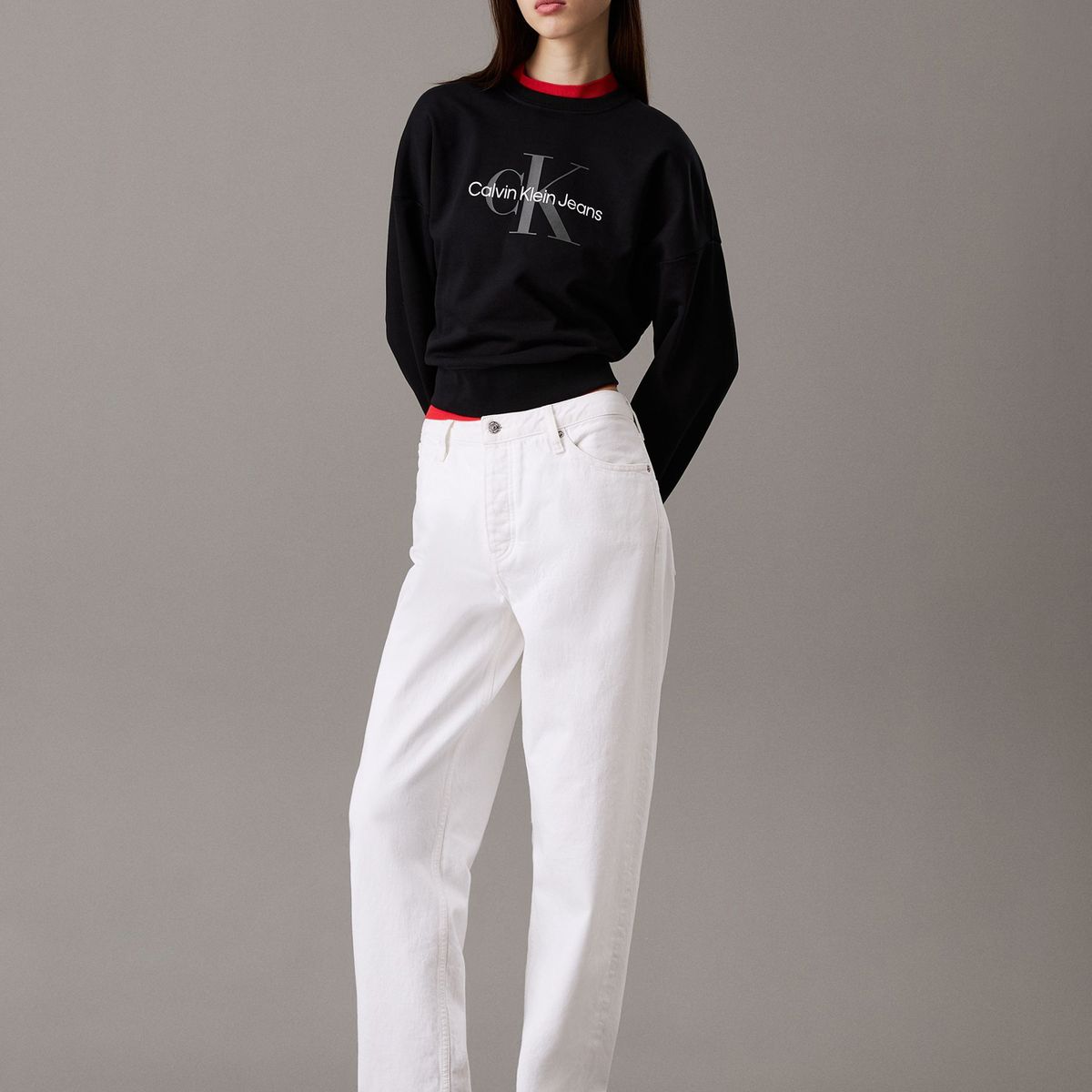 CALVIN KLEIN - Polerón Relaxed con Logo Estampado Negro Calvin Klein