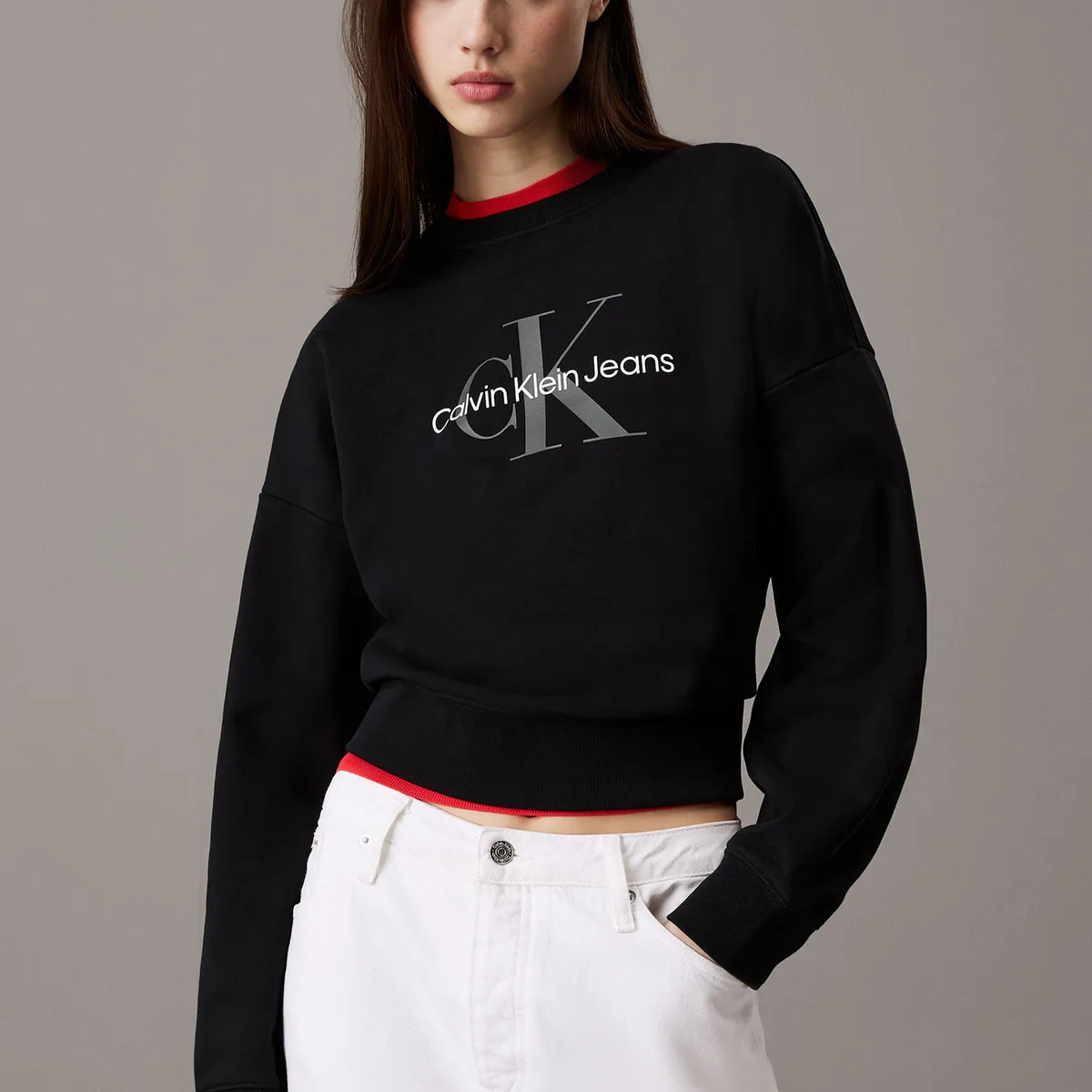 CALVIN KLEIN - Polerón Relaxed con Logo Estampado Negro Calvin Klein