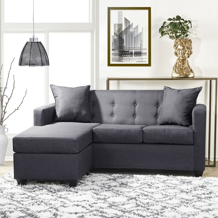 Seccional Intercambiable Gramado tela Gris 170x130x83 Gris oscuro