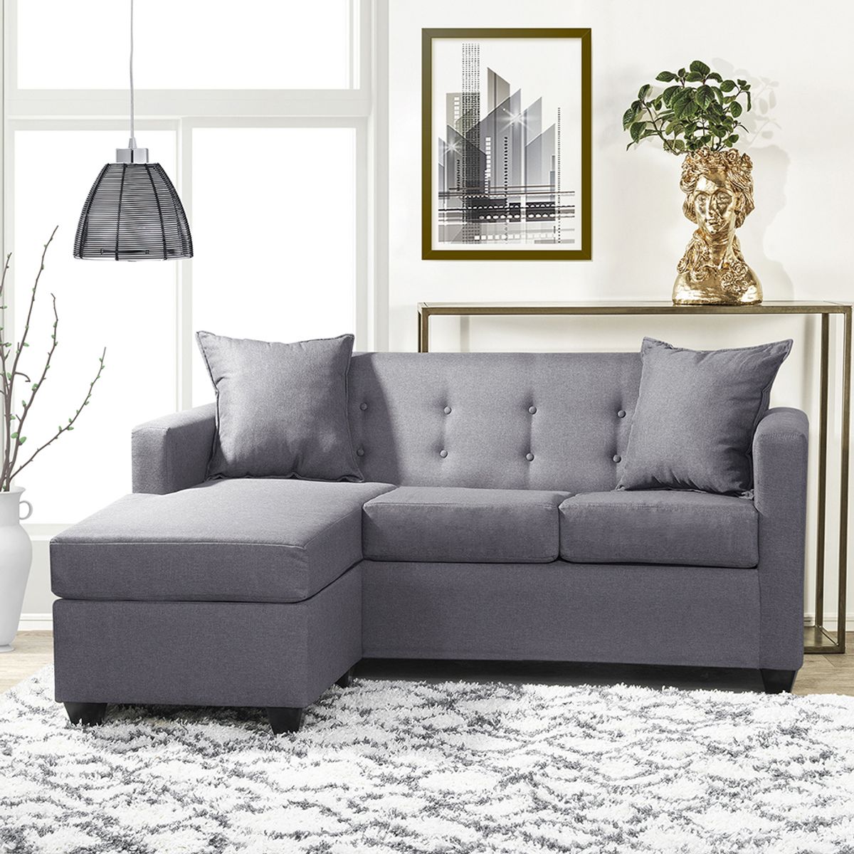 MASEL - Seccional Intercambiable Gramado tela Gris  170x130x83