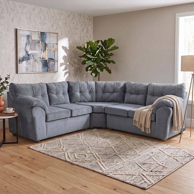 Sofa Seccional Alerce Felpa 2.1.2 - 5 Cuerpos Gris claro