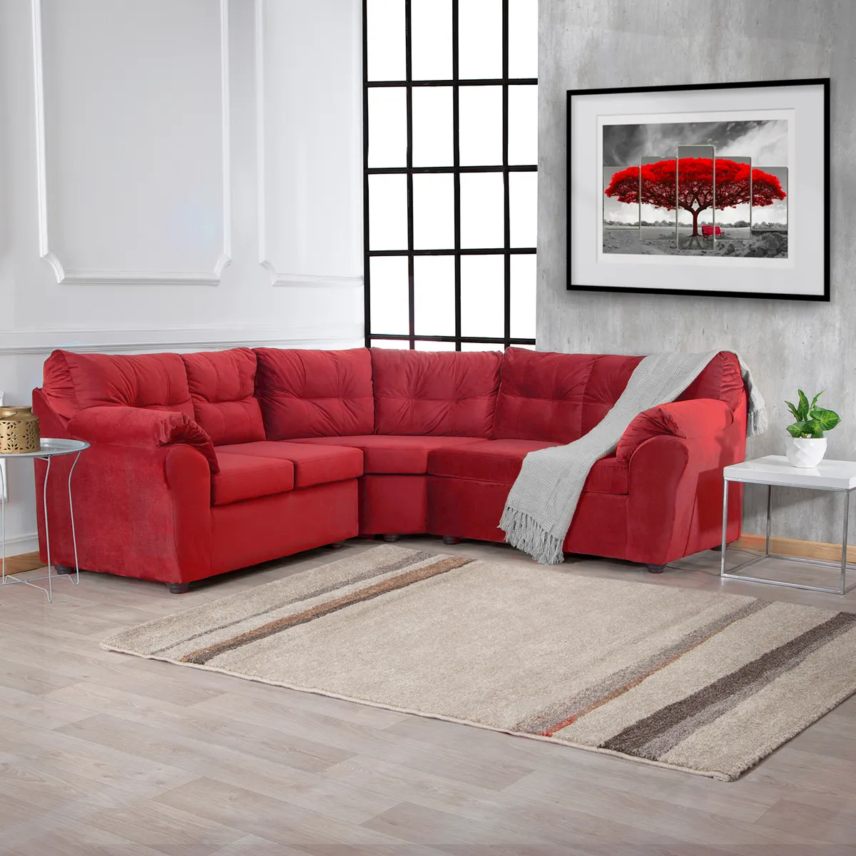 MUEBLES MPR - Sofá Seccional Alerce Felpa 2-1-2