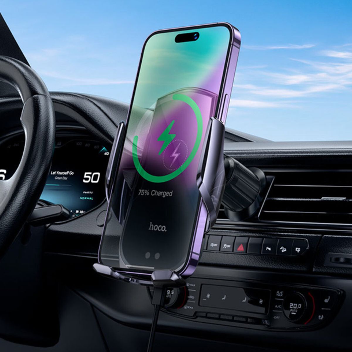 HOCO - Soporte de auto con carga inalambrica 15W Hoco CA202 PLUS