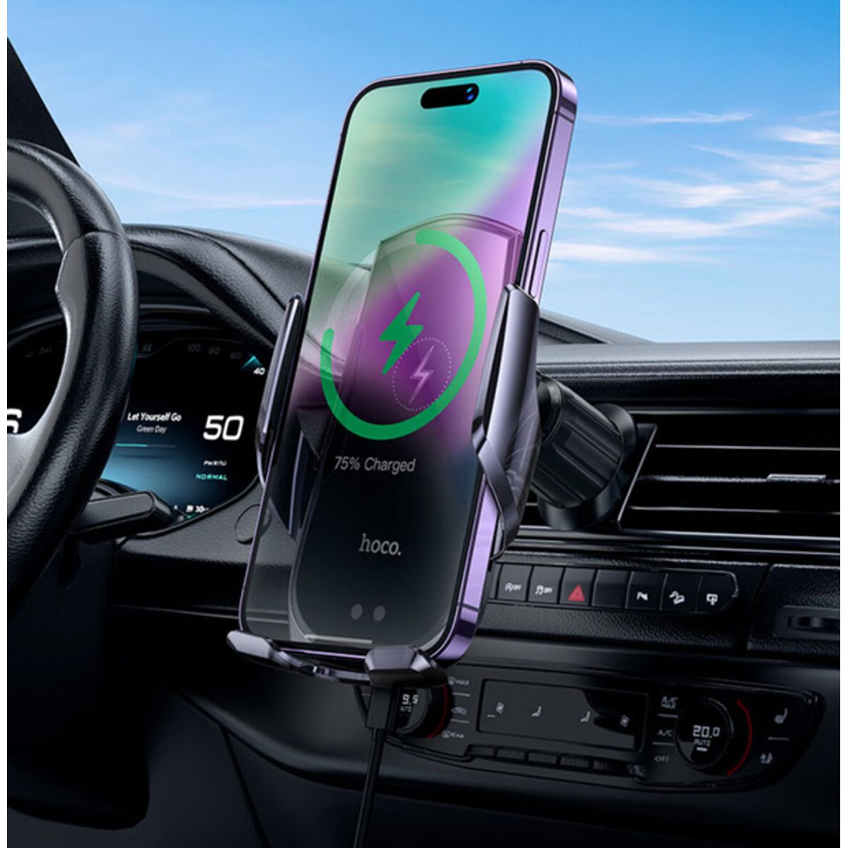 HOCO - Soporte de auto con carga inalambrica 15W Hoco CA202 PLUS