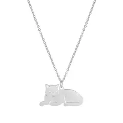 TODOJOYAS - Collar Gato Acostado Gatito Acero Plateado