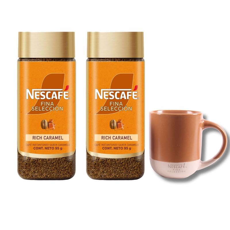 NESCAFE - Pack 2 Café NESCAFE FINA SELECCION Caramelo frasco 95g + Mug