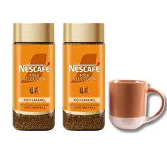 NESCAFE - Pack 2 Café FINA SELECCION Caramelo frasco 95g + Mug