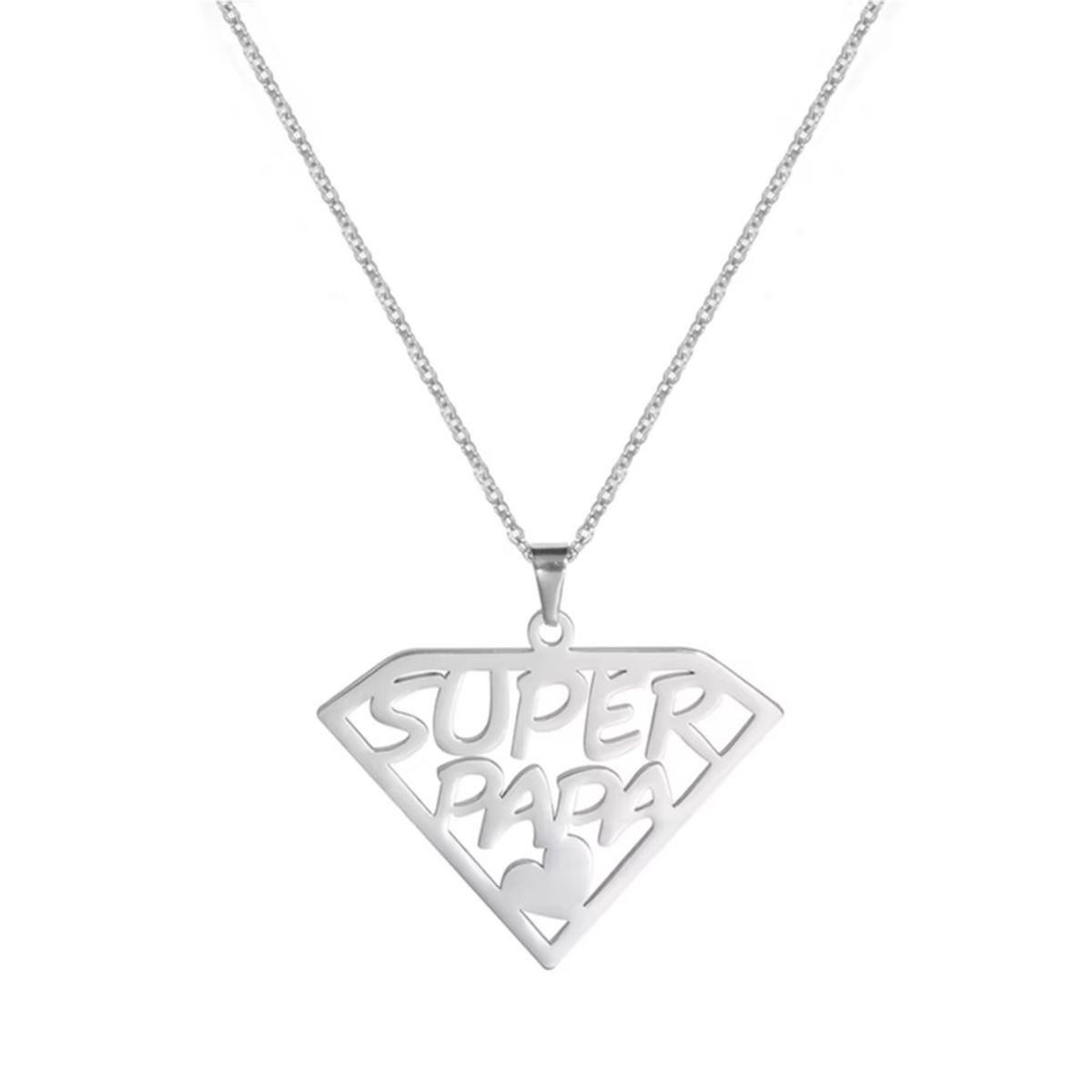 TODOJOYAS - Collar Super Papa Acero Plateado