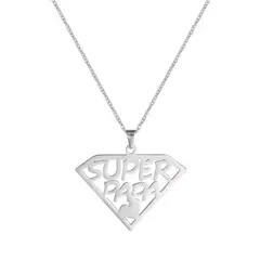 TODOJOYAS - Collar Super Papa Acero Plateado