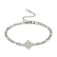 TODOJOYAS - Pulsera Nudo de Bruja Celta Figaro Plateada Acero