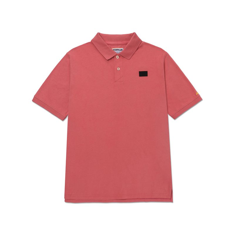 CAT - Polera Polo Manga Corta Hombre Logo Café Claro CAT