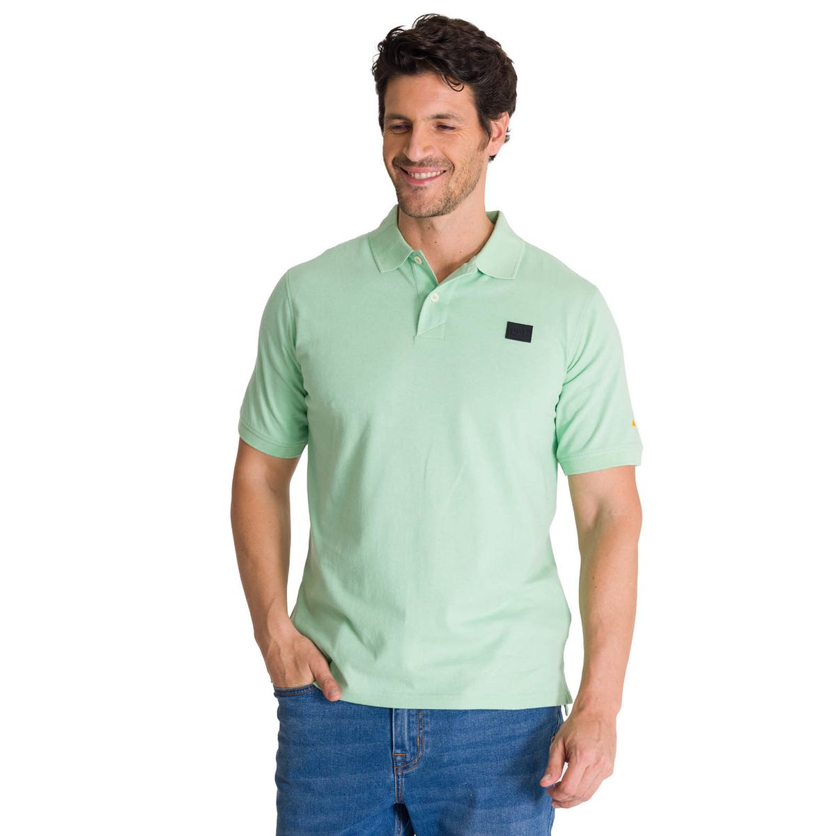 CAT - Polera Polo Manga Corta Hombre Logo Verde CAT