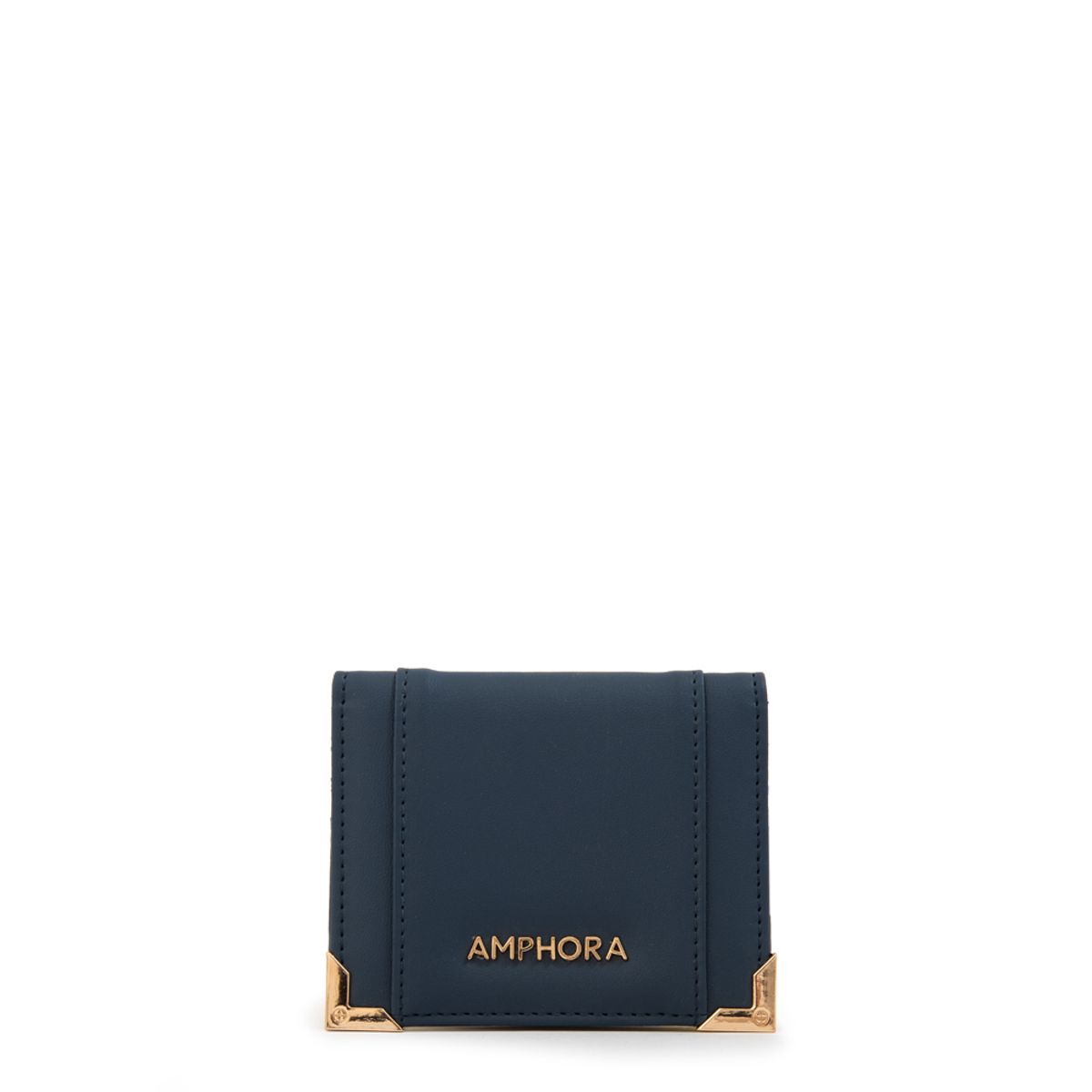 AMPHORA - Tarjetero con ventana corcega pequeña azul oscuro