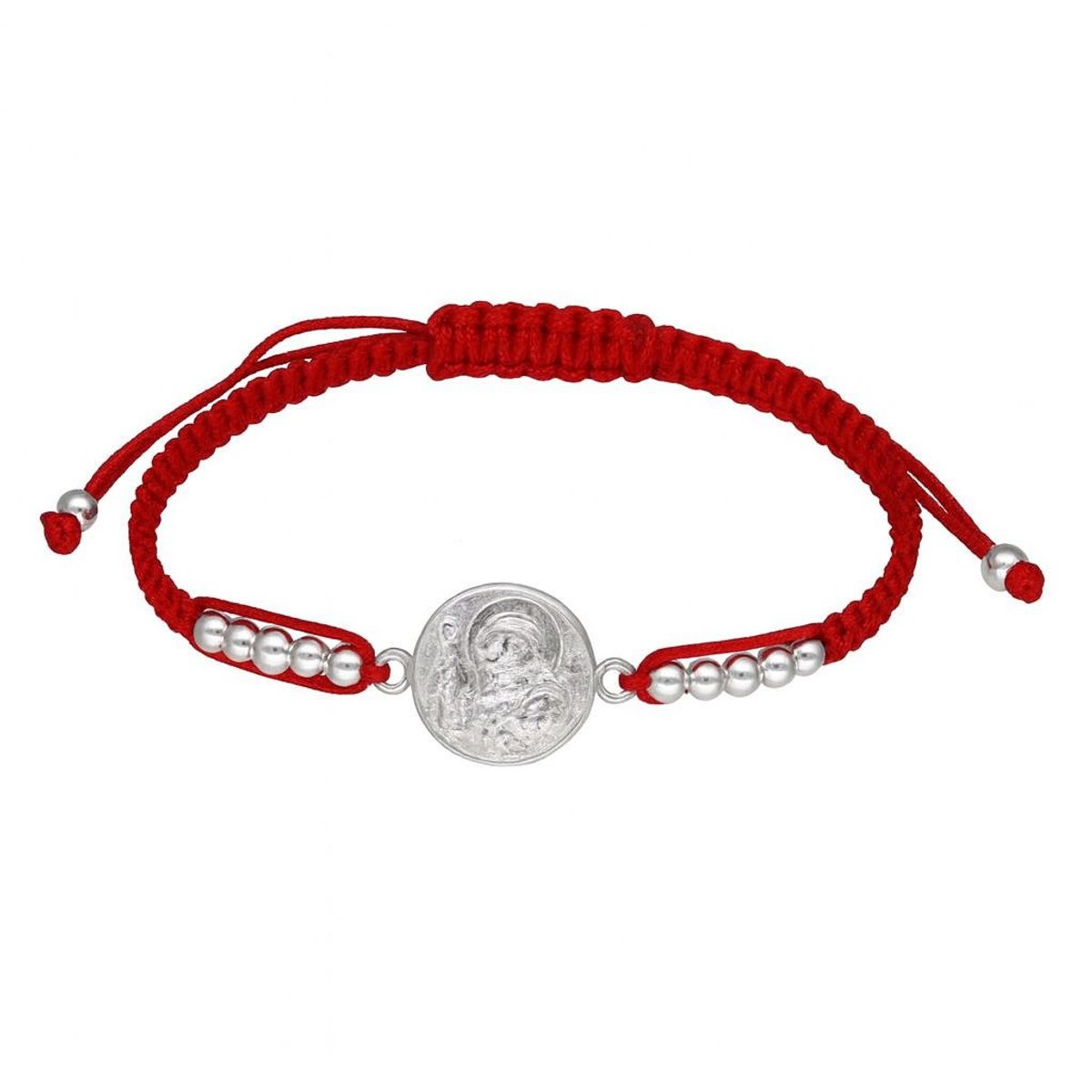 TODOJOYAS - Pulsera Plata 925 San Benito Hilo Rojo Bolitas Trenzado