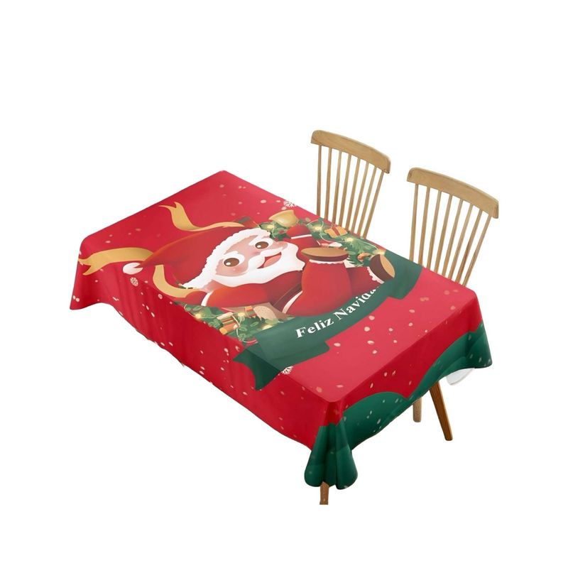 GENERICO - MANTEL DE NAVIDAD ANTIMANCHAS FELIZ NAVIDAD SANTA