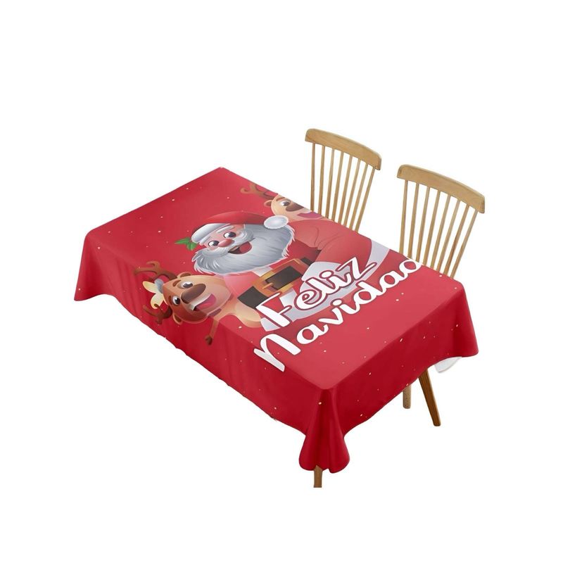 GENERICO - MANTEL DE NAVIDAD ANTIMANCHAS SANTA Y ALCE