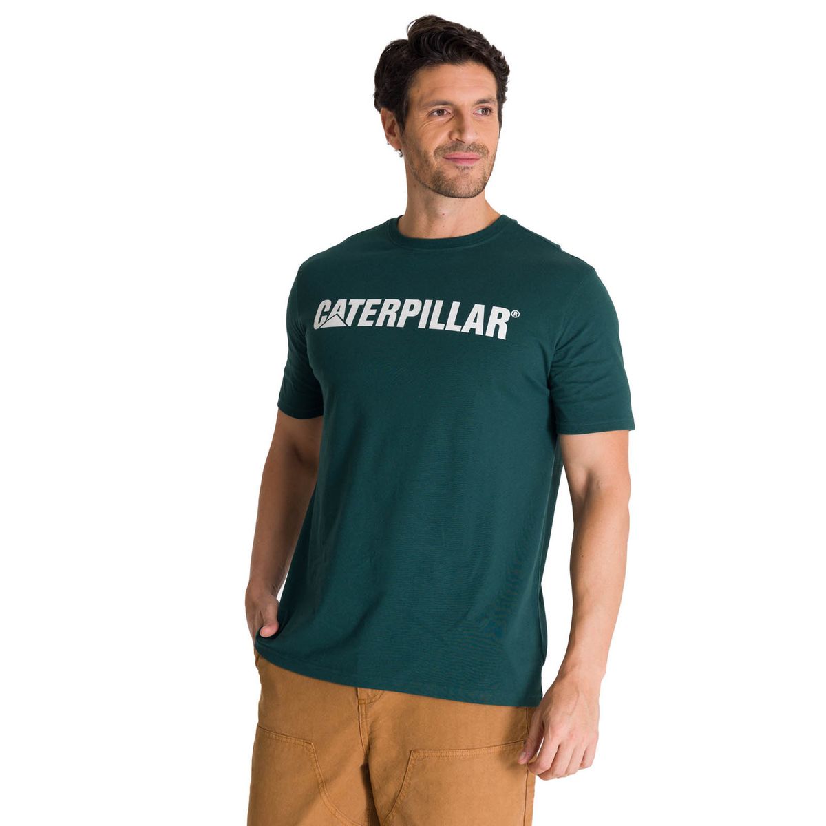 CAT - Polera Manga Corta Hombre Verde Logoerpillar CAT