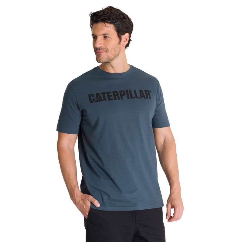 CAT - Polera Manga Corta Hombre Logoerpillar Azul CAT