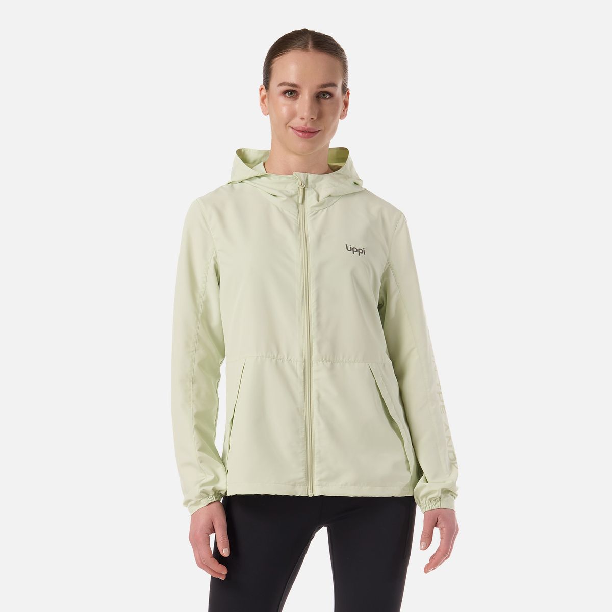 LIPPI - Chaqueta Mujer Nightfall Windbreaker Hoody Jacket Gris Claro/Verde