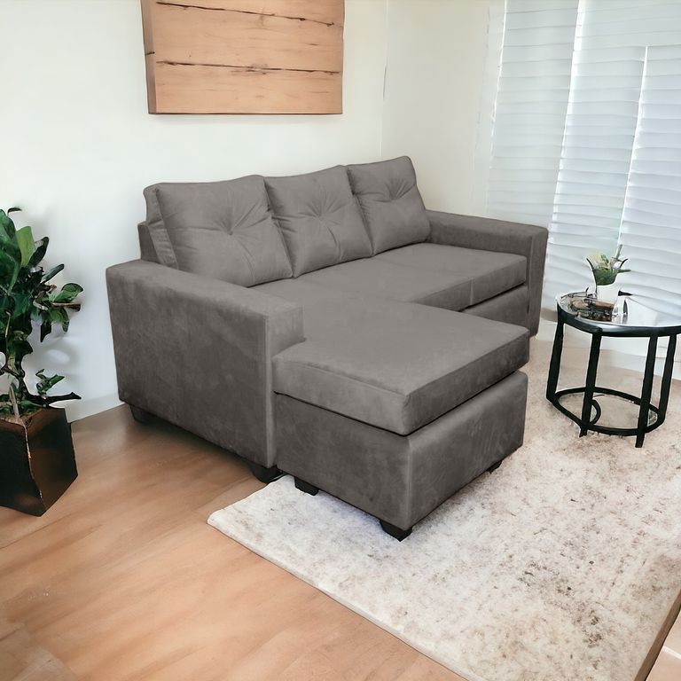 Sofa Seccional Azalea Intercambiable Felpa 3.1 Chaise Long Gris claro