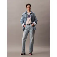 CALVIN KLEIN - Jeans High Rise Straight Marbled Bea Celeste