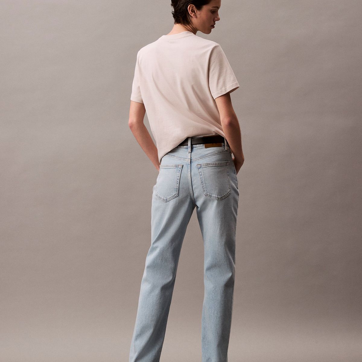 CALVIN KLEIN - Jeans High Rise Straight Marbled Bea Celeste Calvin Klein