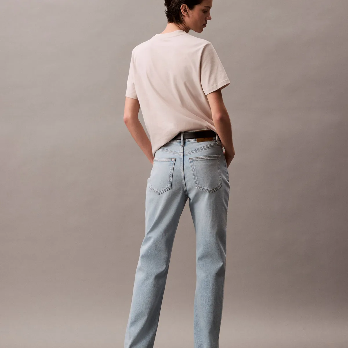 CALVIN KLEIN - Jeans High Rise Straight Marbled Bea Celeste Calvin Klein