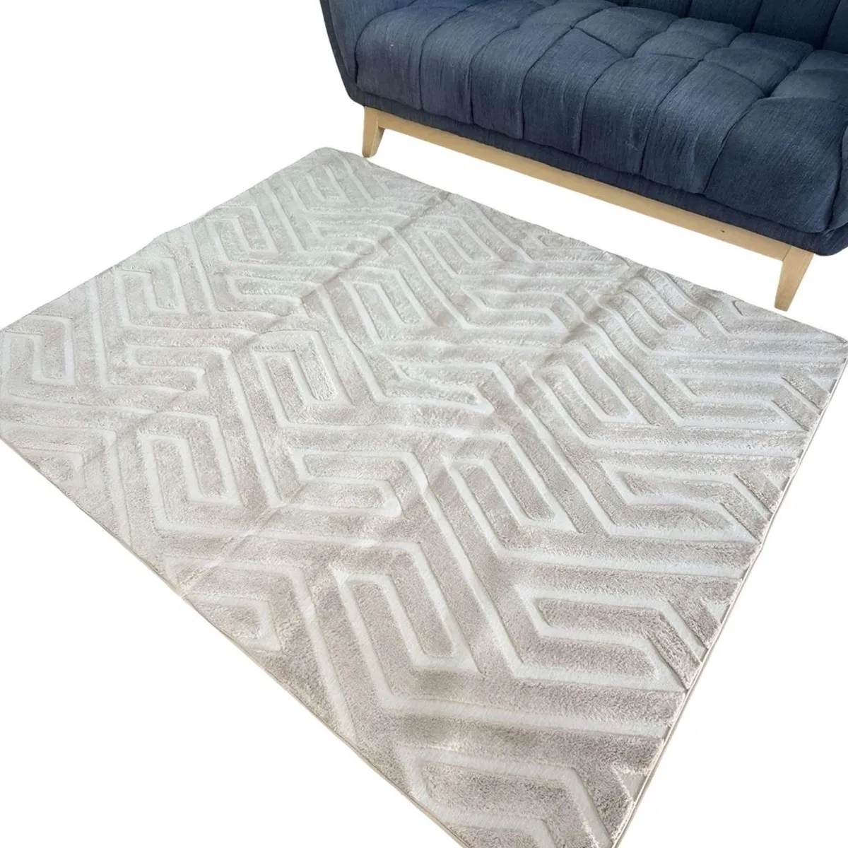 GENERICO - ALFOMBRA DECORATIVA DISEÑO ELEGANTE 160X200CM BEIGE CLARO.