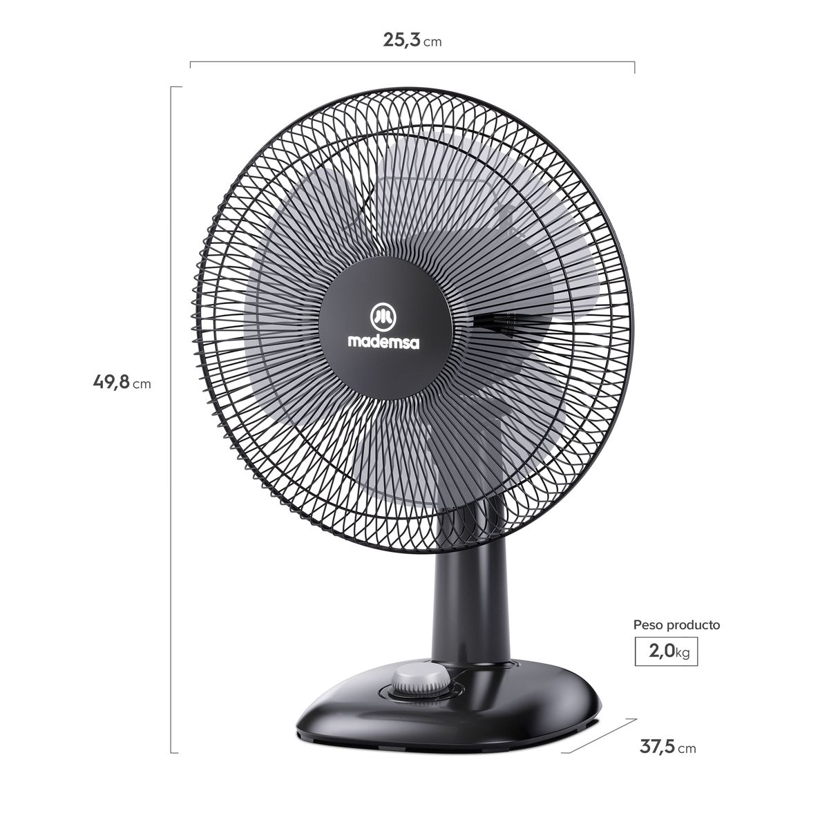 MADEMSA - Ventilador Sobremesa Mademsa 40W 3 Velocidades 30,5 cm DFM12