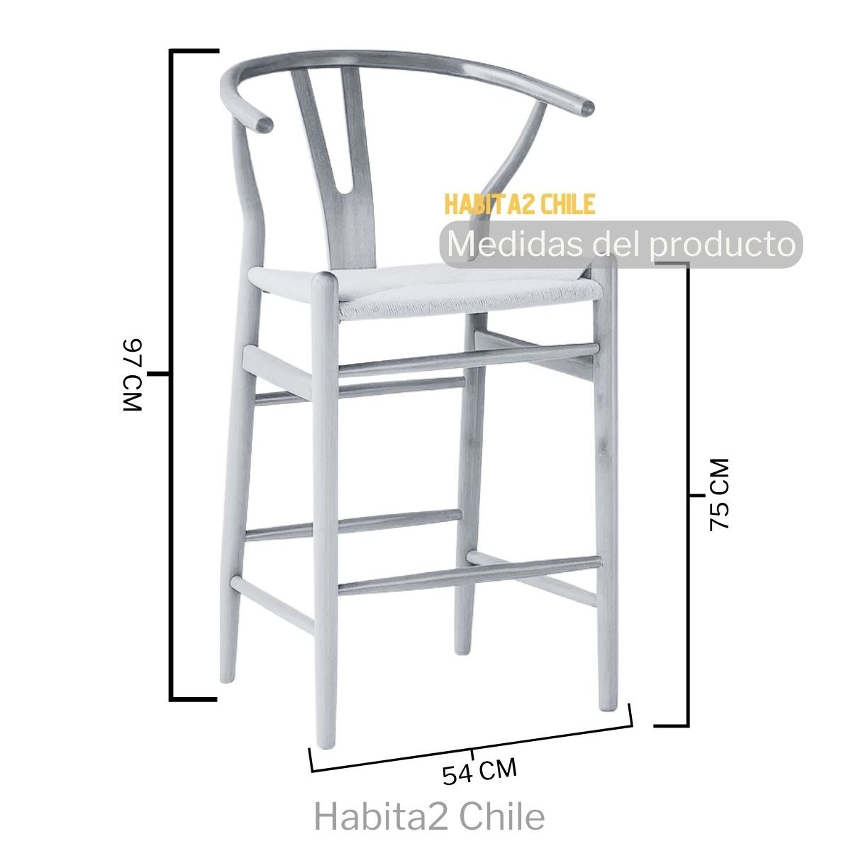 HABITA2 CHILE - Pack 2 Taburete Wish de Madera Natural – 75 cm
