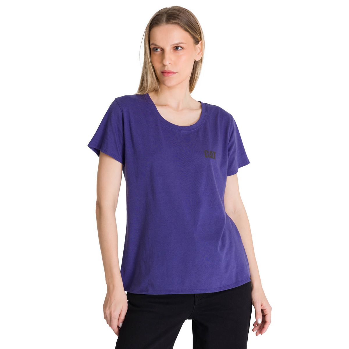 CAT - Polera Manga Corta Mujer Logo Azul CAT