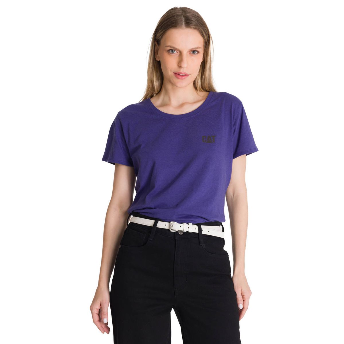 CAT - Polera Manga Corta Mujer Logo Azul CAT