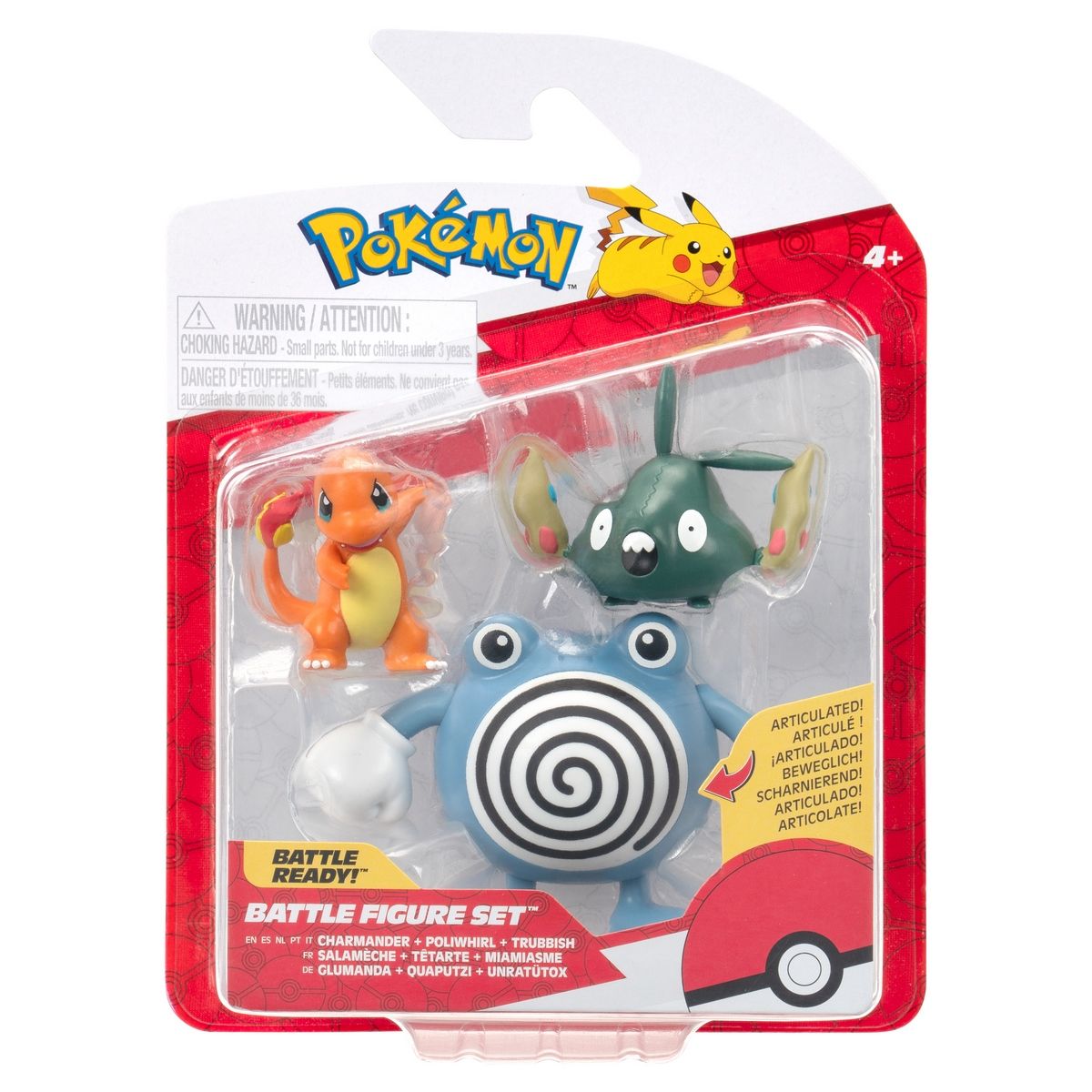 POKEMON - Figuras de acción Pokémon pack 3 Charmander Poliwhirl