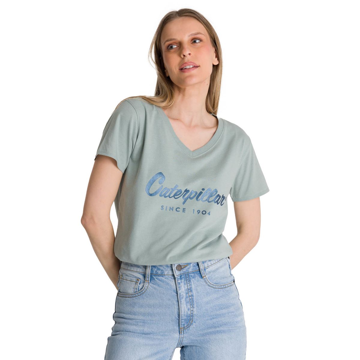 CAT - Polera Manga Corta Mujer Since 1904 Cian CAT