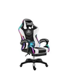 GENERICO - Silla De Escritorio Gamer Ergonómica Luz Led Rgb COLOR BLANCO SKU CF
