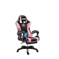 GENERICO - Silla De Escritorio Gamer Ergonómica Luz Led Rgb color ROSADO SKU CF
