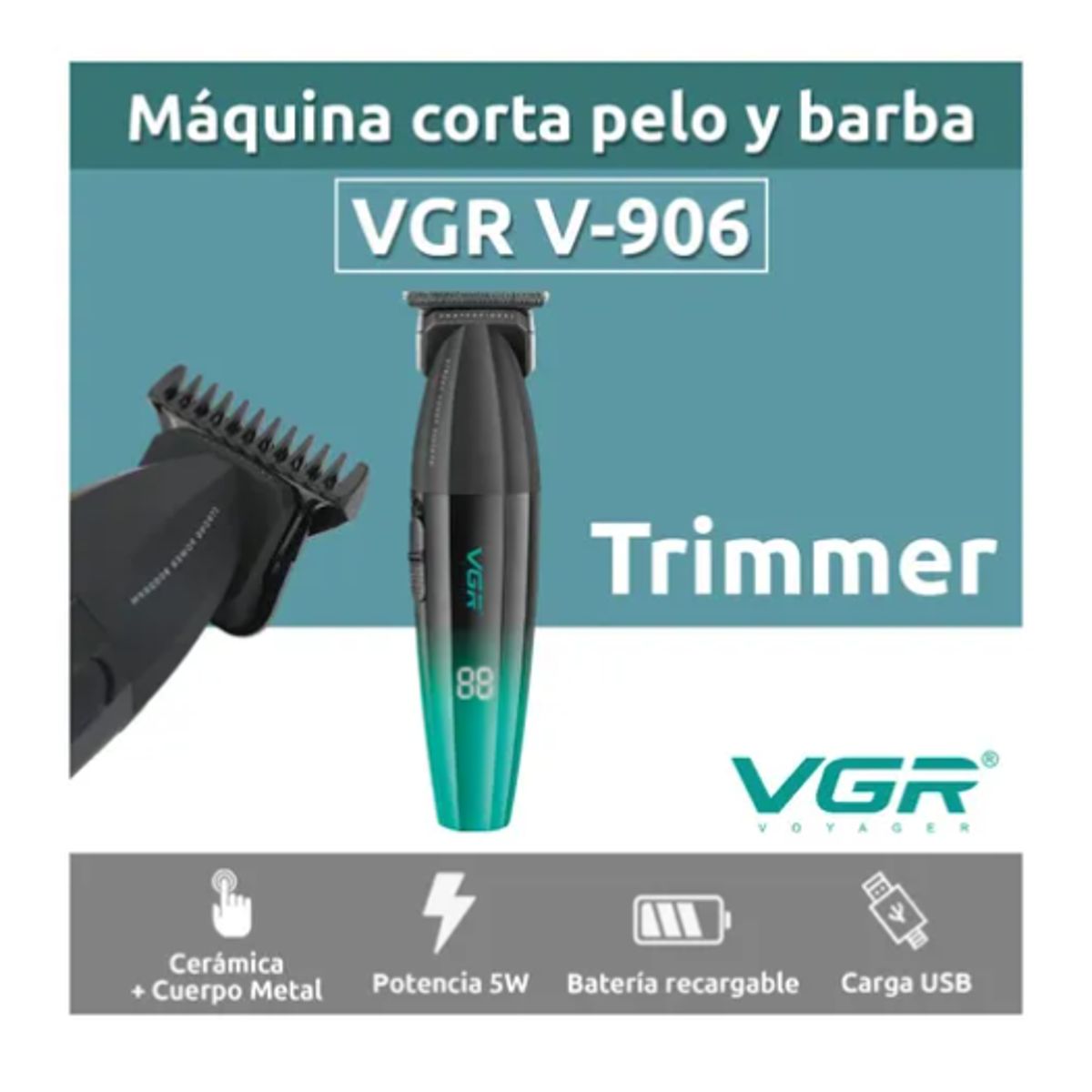 GENERICO - Máquina Patillera Profesional Vgr V-906 Magnetico 9000 Rpm