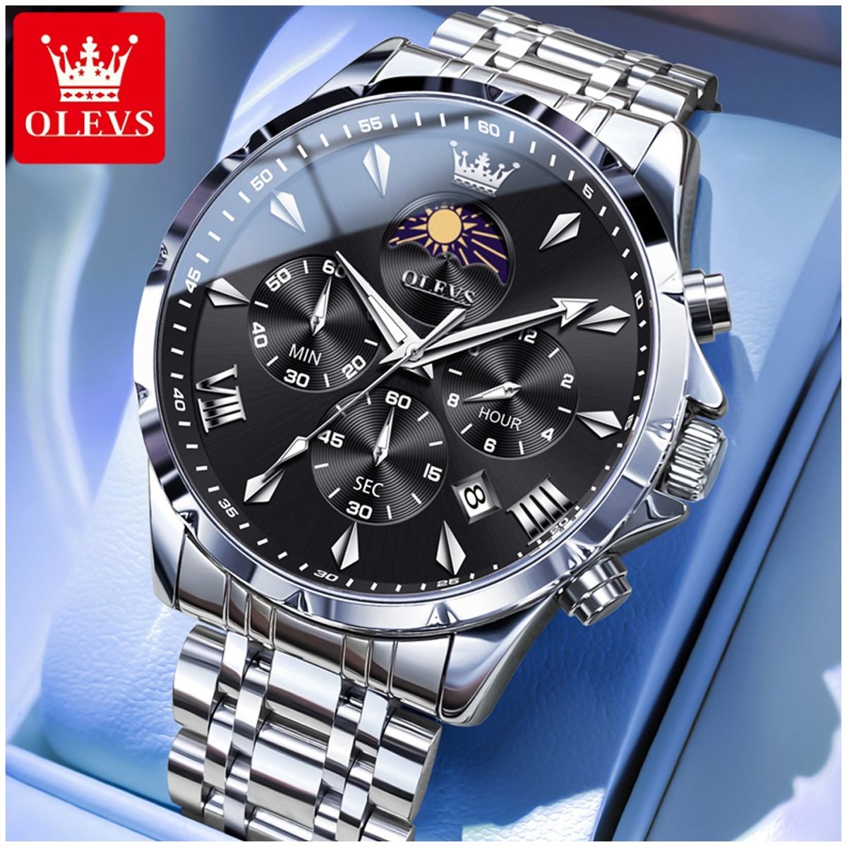 GENERICO - Reloj Deportivo de Cuarzo Multifuncional con Caja de Acero Inoxidable