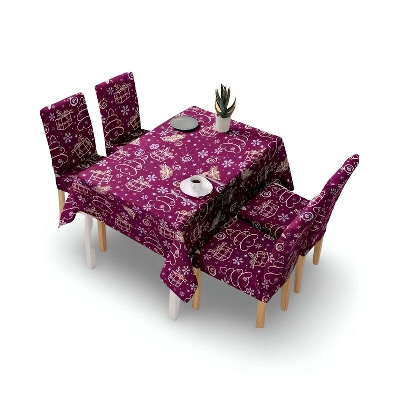 GENERICO - Juego Mantel más 6 fundas de sillas antimanchas navideño 140x220 cm 01