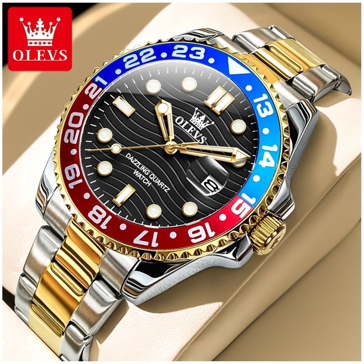 GENERICO - Reloj de Pulsera Hombre Deportivo y de Lujo Bisel Rojo y azul