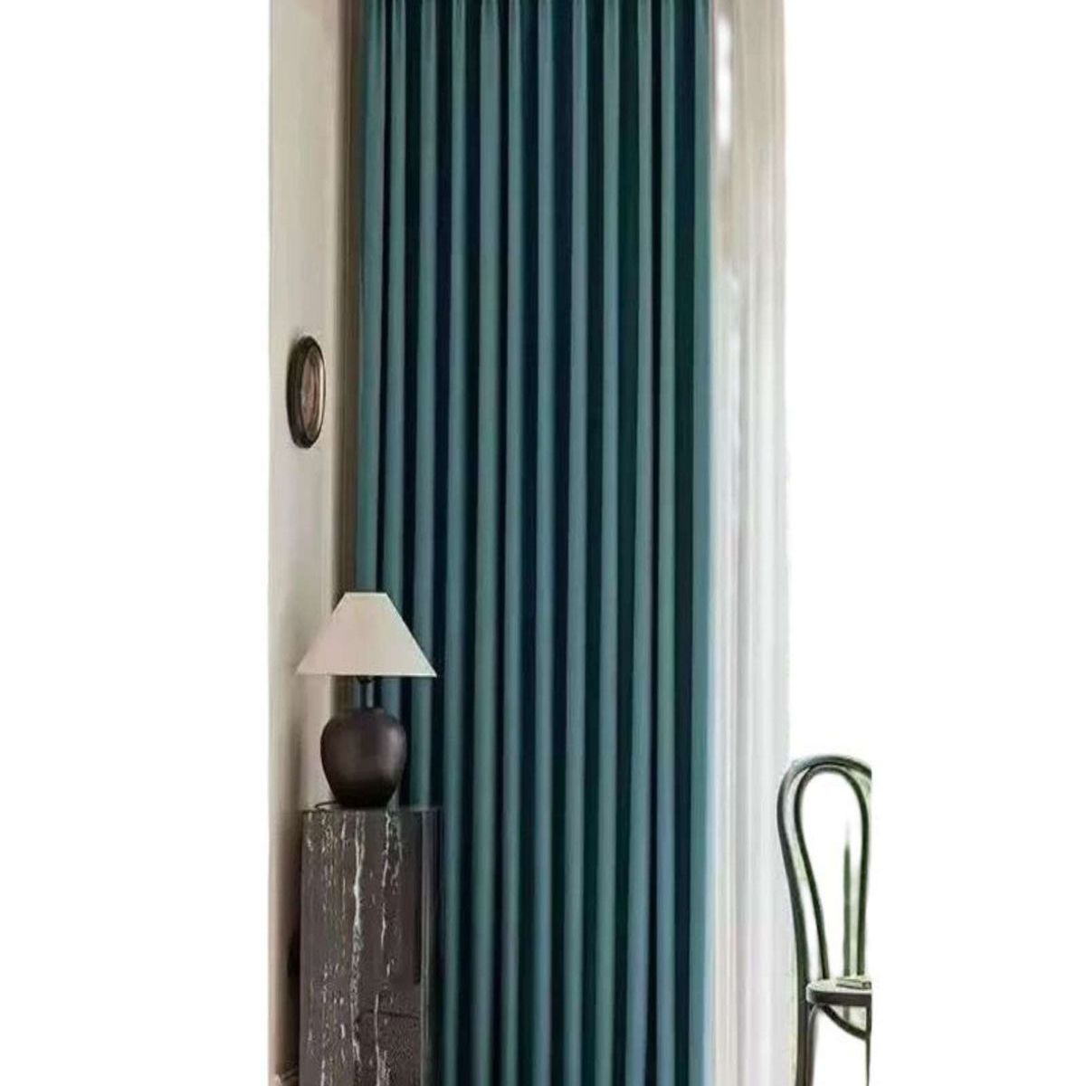 GENERICO - CORTINA LIVING DORMITORIO CON ARGOLLA AZUL PETROLEO