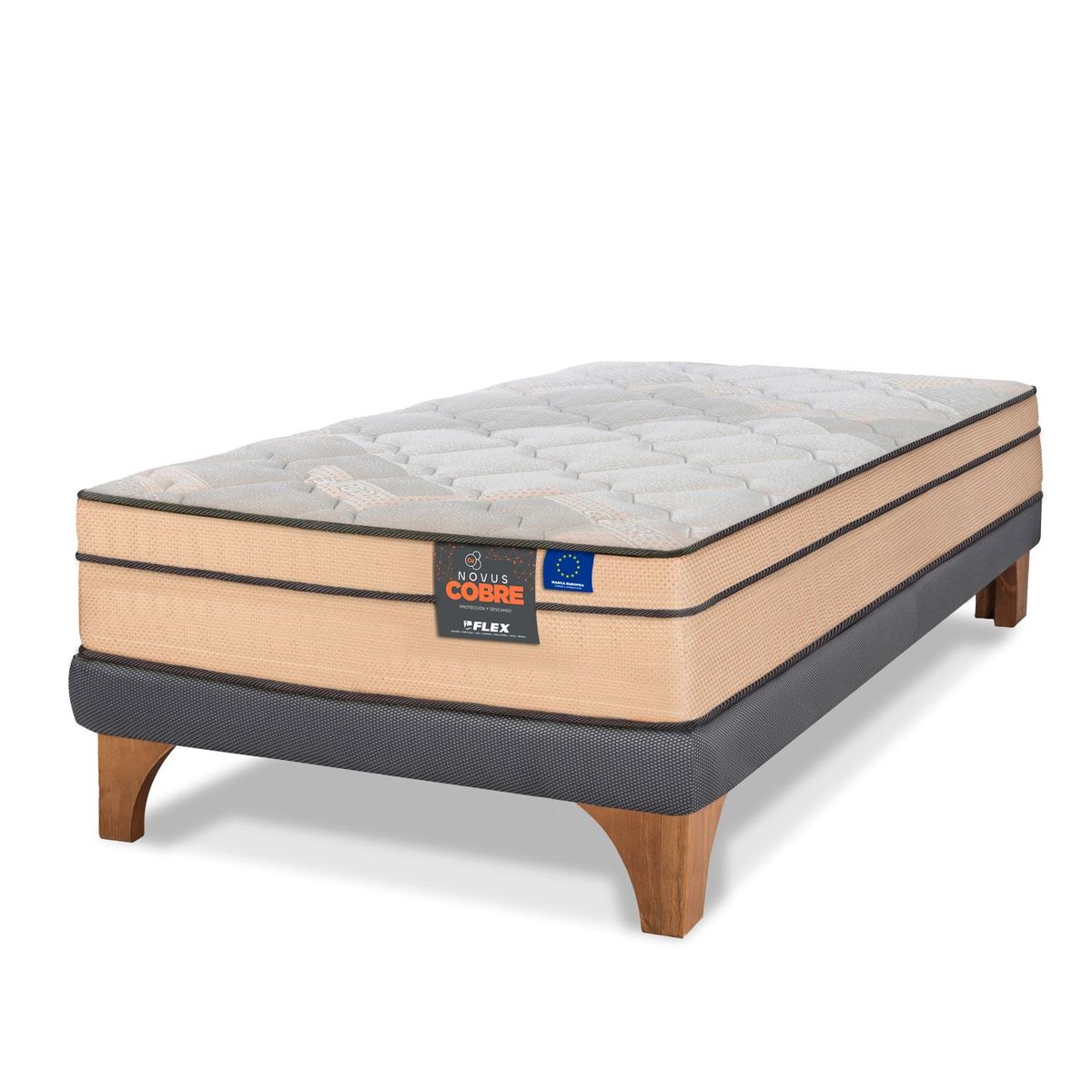 FLEX - Cama Europea Novus Cobre 1.5 plazas box