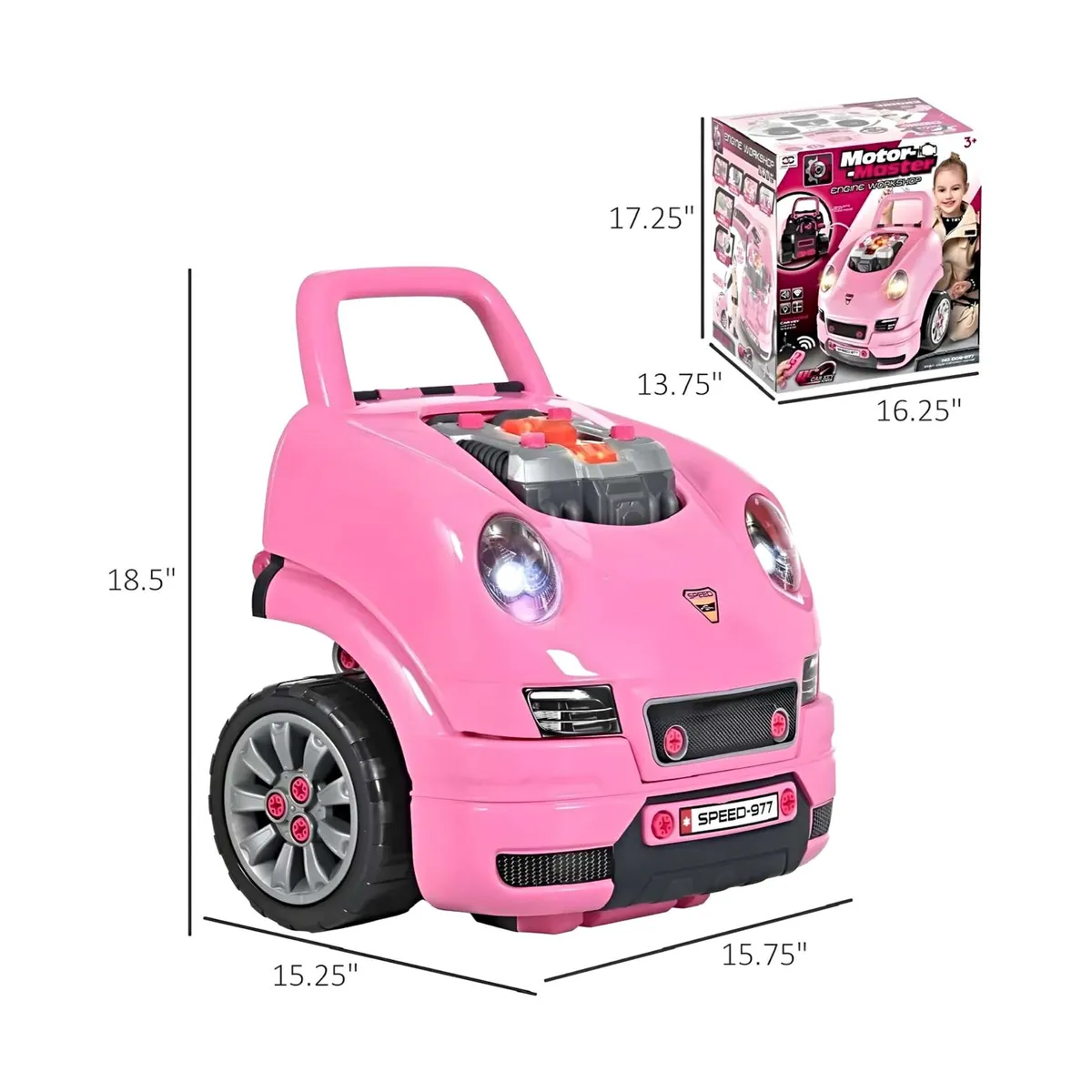 GENERICO - Juguete Auto Para Reparar Con Luces Sonidos Y Accesorios Rosa