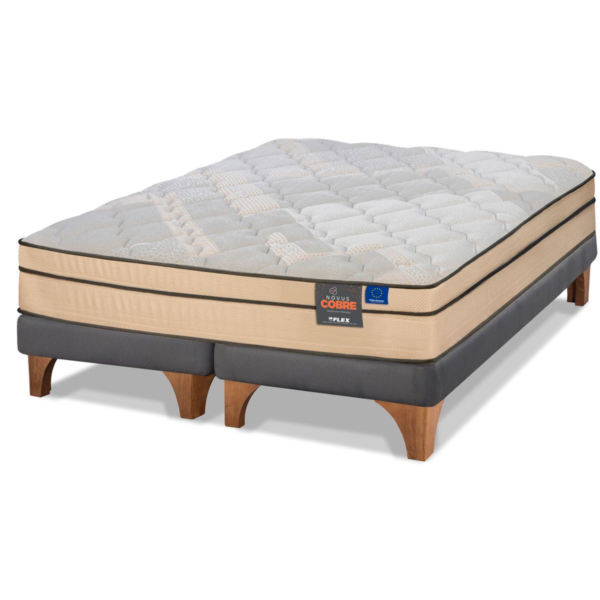 FLEX - Cama Europea Novus Cobre 2 Plazas Box Base Dividida