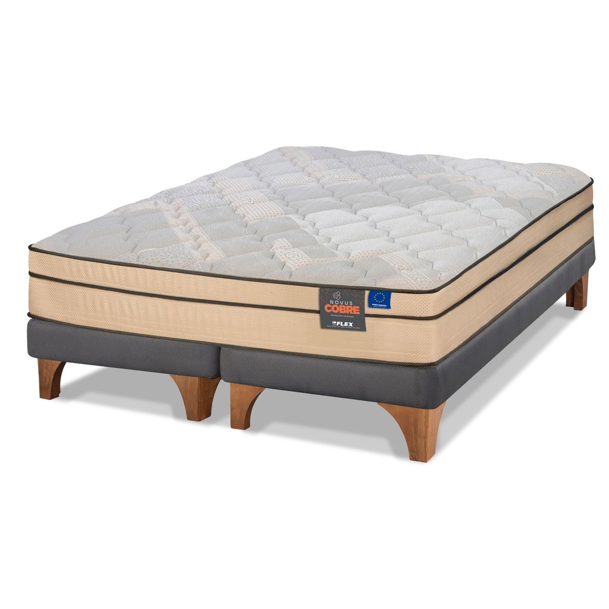 FLEX - Cama Europea Novus Cobre 2 Plazas Box Base Dividida