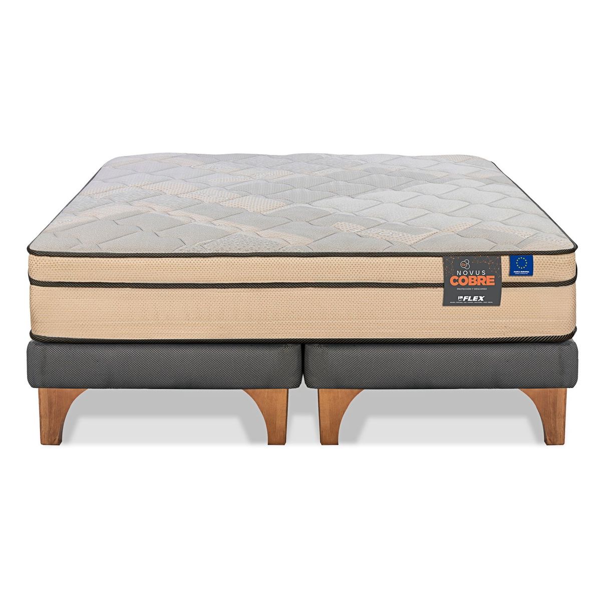 FLEX - Cama Europea Novus Cobre 2 Plazas Box Base Dividida