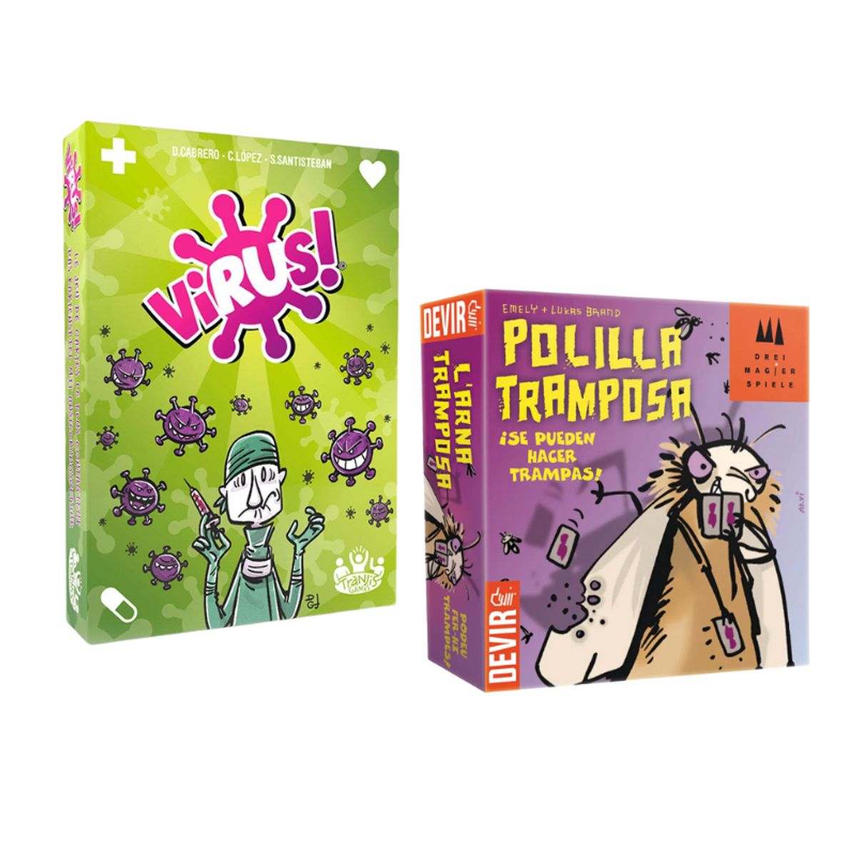 TRANJIS GAMES - PACK JUEGOS DE MESA "VIRUS 1 + LA POLILLA TRAMPOSA"