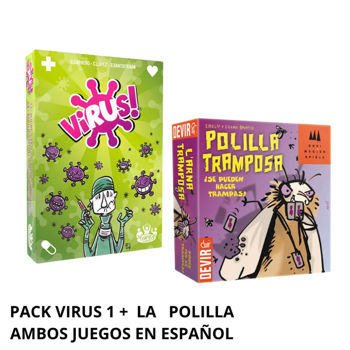 TRANJIS GAMES - PACK JUEGOS DE MESA "VIRUS 1 + LA POLILLA TRAMPOSA"