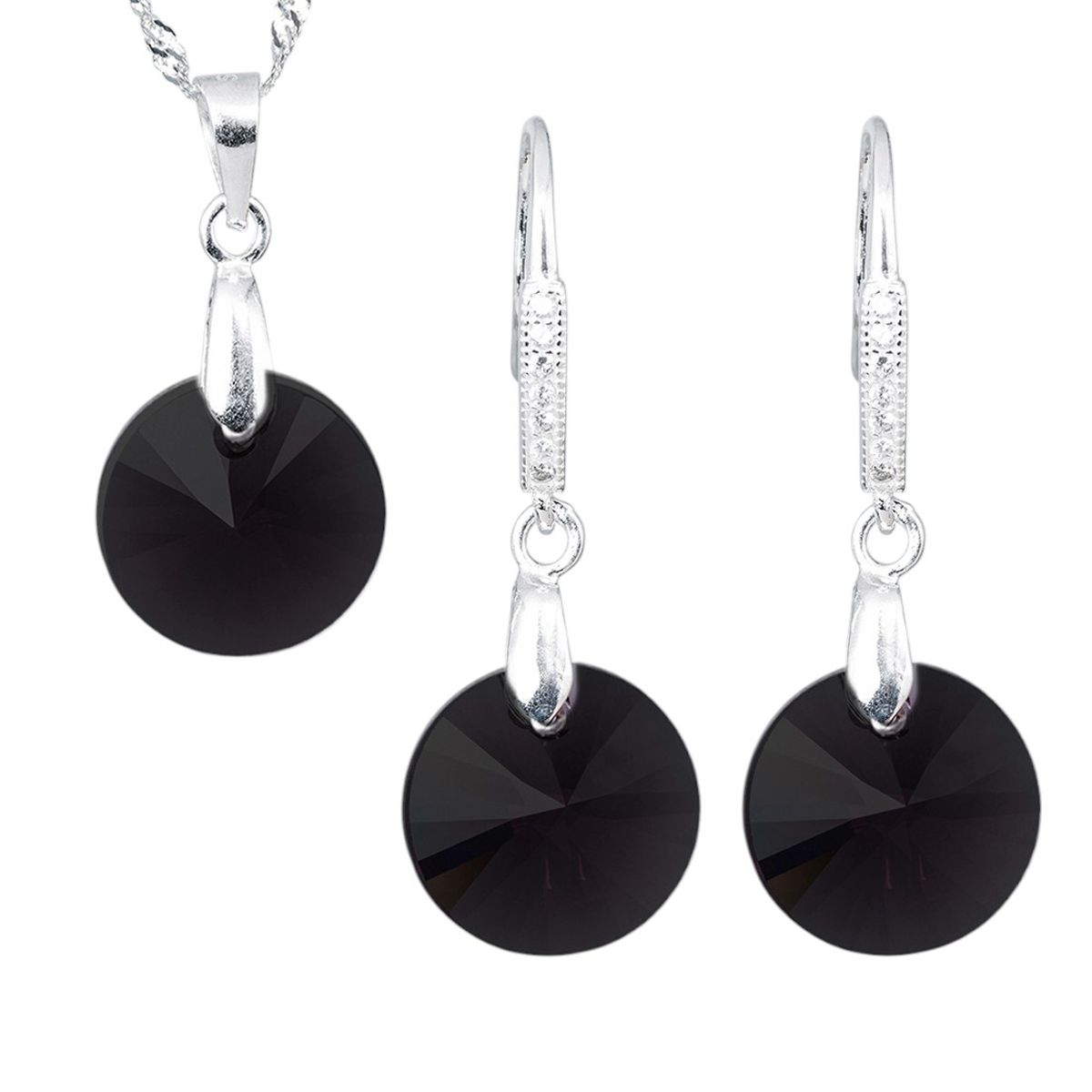 JOYAS MONTERO - Conjunto Madrid Plata 925 creado con cristales de Swarovski® Jet